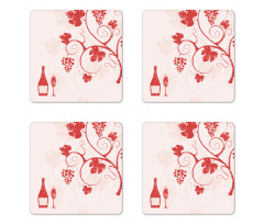 Winery and Fruits on Tree Coaster Set Of Four