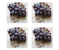 Fruits and Seeds on a Table Coaster Set Of Four