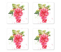 Splashed Watercolor Fruits Coaster Set Of Four