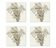 Ripe Fruits on Leafed Branch Coaster Set Of Four