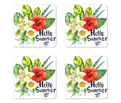 Tropical Flowers and Plants Coaster Set Of Four