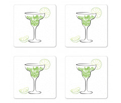 Cocktail Glass with Limes Coaster Set Of Four