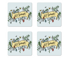 Floral Hello Summer Ribbon Coaster Set Of Four