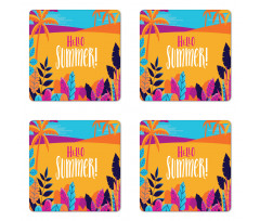 Tropical Beach Hello Summer Coaster Set Of Four