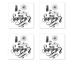 Hello Summer Camping Vacation Coaster Set Of Four