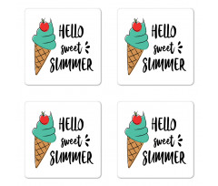 Cherry Top Ice Cream Coaster Set Of Four