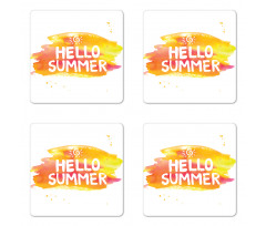 Sun Pattern Hello Summer Coaster Set Of Four