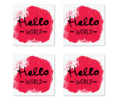Hello World Calligraphy Art Coaster Set Of Four