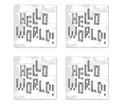 Abstract Striped Hello World Coaster Set Of Four