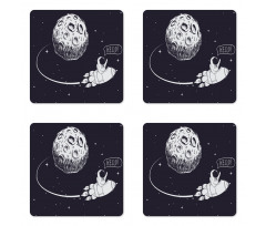 Hello Moon Astronaut Rocket Coaster Set Of Four