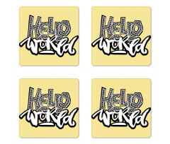 Hello World Graffiti Hearts Coaster Set Of Four