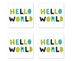 Boys Hello World Polka Dots Coaster Set Of Four