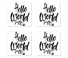 Hello World Tree and Words Coaster Set Of Four