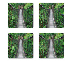 Rope Bridge in a Rainforest Coaster Set Of Four