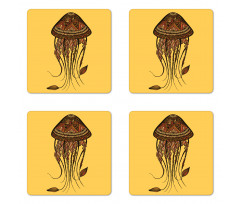 Abstract Jellyfish Coaster Set Of Four