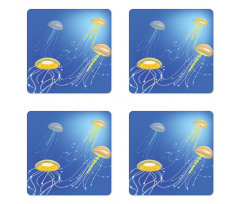 Abstract Floating Scene Coaster Set Of Four