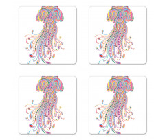 Doodle Abstract Colorful Coaster Set Of Four