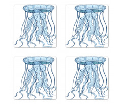 Exotic Sea Creature Retro Coaster Set Of Four