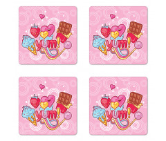 Heart Ice Cream Strawberry Coaster Set Of Four