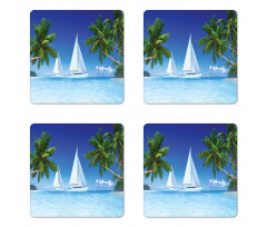 Palm Trees and Sailboats Coaster Set Of Four