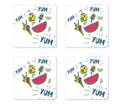 Summer Tastes and Lettering Coaster Set Of Four