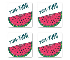 Tasty Watermelon Slice Yum Yum Coaster Set Of Four