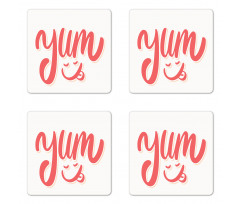 Words with Emoji Licking Face Coaster Set Of Four