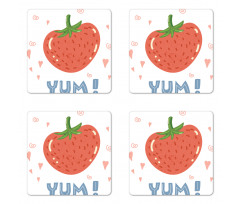 Lettering with a Strawberry Coaster Set Of Four