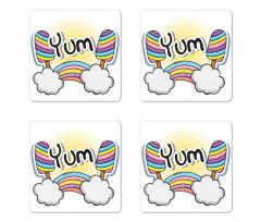 Rainbow Clouds and Popsicle Coaster Set Of Four