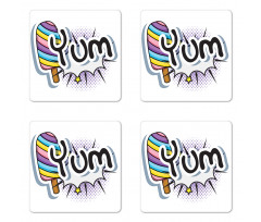 Pop Art Style Childish Wording Coaster Set Of Four