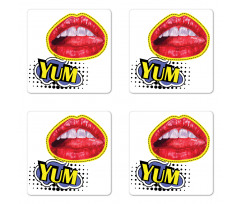 Woman Lips Wording Pop Artwork Coaster Set Of Four