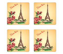 Love in Paris Eiffel Coaster Set Of Four