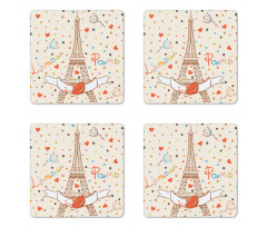 Eiffel Love Birds Coaster Set Of Four