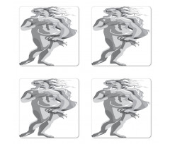 Woman Purity in Greyscale Coaster Set Of Four