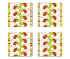 Venus Flytrap and Strips Coaster Set Of Four