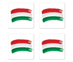 Hungarian Flag Brush Colors Coaster Set Of Four