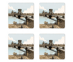 Vintage Sketch Budapest Coaster Set Of Four