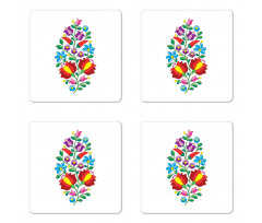 Traditional Folk Kalocsa Coaster Set Of Four