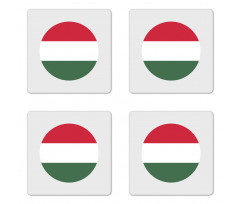 Hungarian Flag Round Symbol Coaster Set Of Four