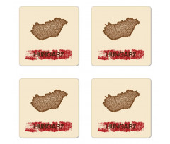 Distress Style Country Map Coaster Set Of Four