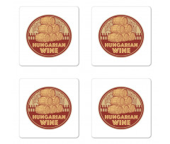 Vintage Hungarian Wine Text Coaster Set Of Four