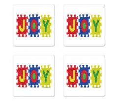 Joy Lettering Pieces Coaster Set Of Four