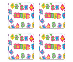 Smile Text Written Art Coaster Set Of Four