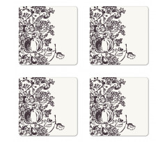 Drawn Sketch of Fruits Coaster Set Of Four