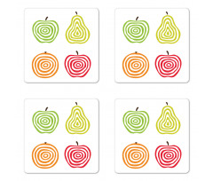 Apples Pear and Orange Line Coaster Set Of Four