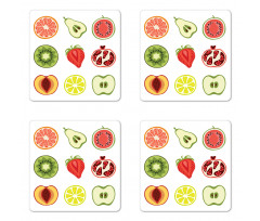 Kiwi Strawberry Apple Peach Coaster Set Of Four