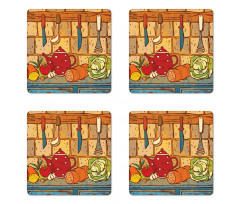 Kitchen Table Cuisine Theme Coaster Set Of Four