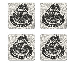 Retro Organic Food Graphic Coaster Set Of Four