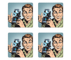 Comic Strip Photographer Coaster Set Of Four