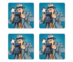 Comic Photographer Man Coaster Set Of Four